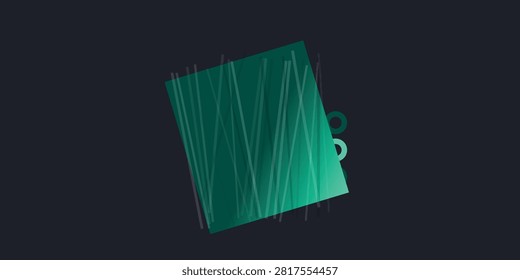 A minimalist vector illustration featuring a solid teal square textured with thin dark vertical lines. A subtle circular element peeks out from the side creating an intriguing and clean graphic desi