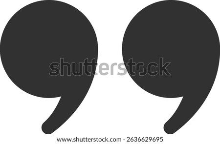 Minimalist vector illustration featuring starting and ending double quotes, effectively symbolizing cited text or direct quotes, ideal for various writing and communication contexts