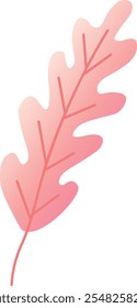 Minimalist vector illustration featuring a stylized pink oak leaf with gradient colors, isolated on a white background, ideal for nature themed designs