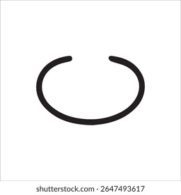 A minimalist vector illustration featuring a thick black open circular or C-shaped line against a clean white background, ideal for icons, logos, or graphic design elements.