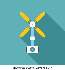 Ilustración vectorial minimalista con una turbina eólica que genera energía limpia, ideal para proyectos ambientales y de sostenibilidad