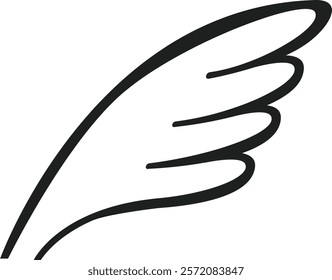 Minimalist vector illustration featuring a wing rising gracefully, embodying themes of freedom, hope, and spiritual growth, perfect for a variety of design projects and creative concepts