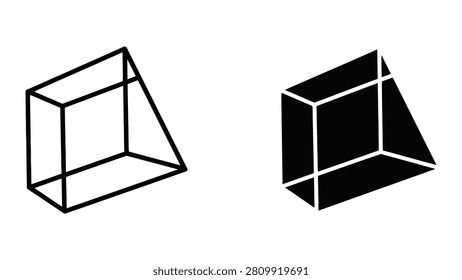Minimalist vector illustration featuring a wireframe cube and a solid geometric cube with a smaller inset cube.
