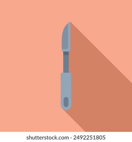 Minimalist vector illustration of a flathead screwdriver with shadow, isolated on a pastel pink background