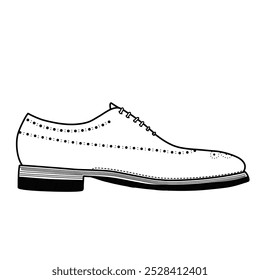 minimalist vector illustration of formal dress shoes with brogue shoes type with black lineart and white background perfect for fashion design and illustration projects