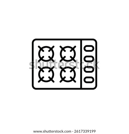 Minimalist Vector Illustration of a Four Burner Stove Top Icon