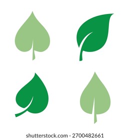 Ilustración vectorial minimalista de cuatro hojas estilizadas en verde v1