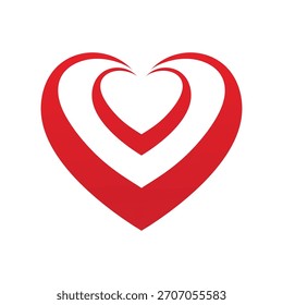 Minimalist vector illustration of four stylized heart icons