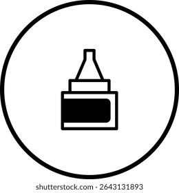 Minimalist vector illustration of a glue bottle icon within a circular frame design
