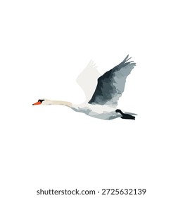 Ilustração vetorial minimalista de um cisne voador gracioso. Perfeito para projetos de design elegantes, marca e conteúdo com tema de natureza.