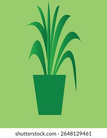 Minimalist vector illustration of a green indoor plant in a decorative pot. Perfect for home decor, gardening, and lifestyle design themes.