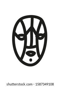 Minimalist vector illustration. Hand drawn image with ethnic or superhero mask in black and white. Line drawing.