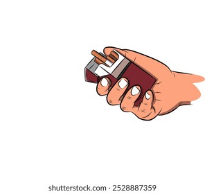 Ilustração Vetorial Minimalista de uma Mão Segurando um Pacote de Cigarro