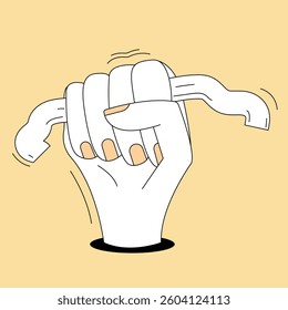 A minimalist vector illustration of a hand holding a white flag, symbolizing peace, surrender, and resolution. Ideal for themes of harmony, conflict resolution, and calm.