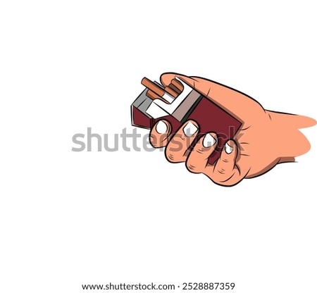 Minimalist Vector Illustration of a Hand Holding a Cigarette Pack