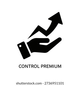 Minimalist vector illustration of a hand pressing a premium control button with upward arrow, symbolizing growth, success, and business advancement in modern design.