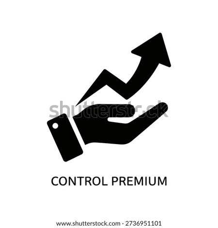 Minimalist vector illustration of a hand pressing a premium control button with upward arrow, symbolizing growth, success, and business advancement in modern design.