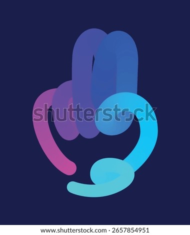 A minimalist vector illustration of a hand showing a stylized victory gesture, against a deep blue background, conveys a clear and uncompromising message of success and achievement