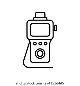 Minimalist vector illustration of a handheld GPS device with screen and buttons, ideal for navigation, travel, and outdoor adventure designs.