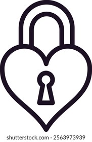 Minimalist vector illustration of a heart shaped padlock, representing the concept of protecting love, relationships, and emotional security
