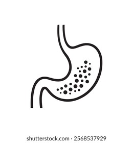 Minimalist vector illustration of a human stomach showing gastric activity perfect for medical education healthcare designs and anatomy projects.