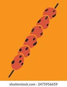 Minimalist vector illustration Kebab BBQ vintage poster. BBQ time. Minimalist Hand drawn poster design in vintage colors. Abstract wall art.  BBQ Kebab background for cover, poster, ads.