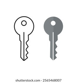 A minimalist vector illustration of a key, representing security, privacy, accessibility, and safety. Features a flat design with clean lines, suitable for icons, logos, or technology related png