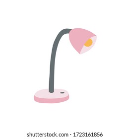 Minimalist vector illustration of  a lamp.  Table lamp with pink shade. Decorative element. Light fitting.