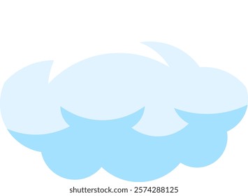 Minimalist vector illustration of a light blue cloud floating in a clear sky, simple icon representing good weather, meteorology and weather forecast symbol