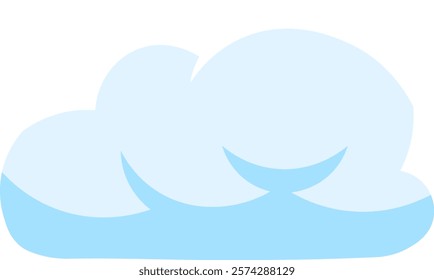 Minimalist vector illustration of a light blue cumulus cloud floating in a clear sky, simple cartoon style graphic suitable for meteorology or weather forecast concepts