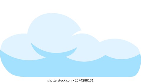 Minimalist vector illustration of a light blue cloud floating in a clear sky, evoking a sense of peace and tranquility, ideal for children s illustrations or weather related projects