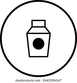 Ilustración vectorial minimalista de un contenedor de líquidos dentro de un diseño de marco circular