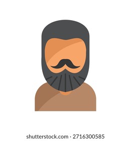 Ilustração vetorial minimalista de um homem com barba e bigode, vestindo uma camisa marrom