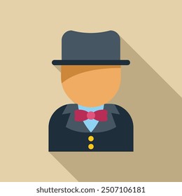 Minimalist vector illustration of a man wearing a suit and a bow tie, perfect for avatars or professional settings