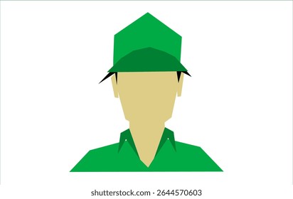 Minimalist Vector Illustration of a Man's Avatar with Green Hat
