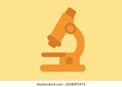 A minimalist vector illustration of a microscope used for scientific research and education, suggesting scientific innovation and exploration in laboratory settings