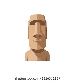 Minimalist Vector Illustration of a Moai Statue from Easter Island Rapa Nui on White Background