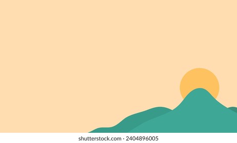 minimalist vector illustration.  mountains with sun in the afternoon