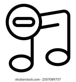 Minimalist vector illustration of a music note with a minus sign, symbolizing silence