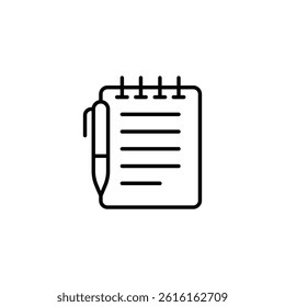 Minimalist vector illustration of a notepad with pen for organization tasks