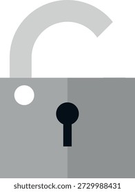 Ilustração vetorial minimalista de um cadeado aberto, simbolizando acesso desbloqueado, segurança reduzida ou permissão concedida. Comumente usado em interfaces móveis e da Web para indicar um estado desprotegido, acesso aberto ou conteúdo editável.
