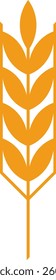 Minimalist vector illustration of an orange wheat stalk isolated on white background, representing agriculture, farming, healthy food and organic products