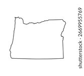 A minimalist vector illustration of the Oregon state map, created with a clean and modern outline style. This design is perfect for themes related to travel, geography, and USA maps.