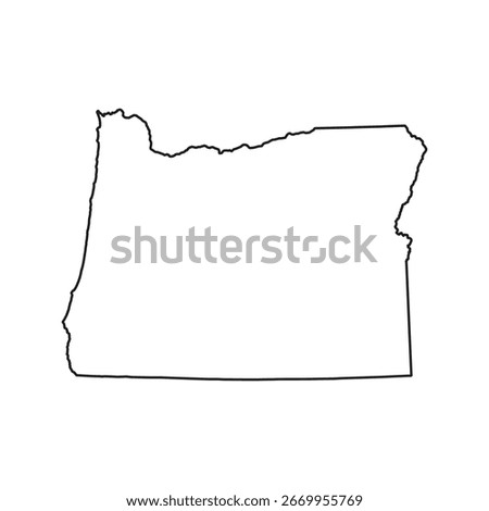 A minimalist vector illustration of the Oregon state map, created with a clean and modern outline style. This design is perfect for themes related to travel, geography, and USA maps.