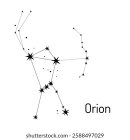 Minimalist vector illustration of the Orion constellation with star connections. Perfect for astronomy lovers, educational materials, posters, and space-themed designs.