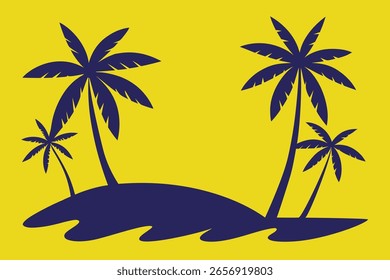 Ilustración vectorial minimalista de palmeras y sentimiento de vacaciones tropicales