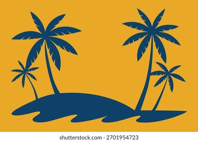 Ilustração vetorial minimalista de palmeiras e clima de feriado tropical