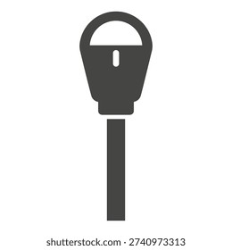 A minimalist vector illustration of a parking meter, symbolizing transportation, parking, and city infrastructure. Ideal for designs related to city planning, parking management, or urban transportation. Perfect for parking-related content, apps, or transportation services.