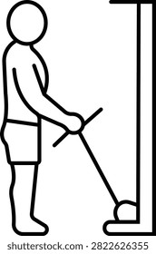Minimalist vector illustration of person performing standing cable row on transparent background