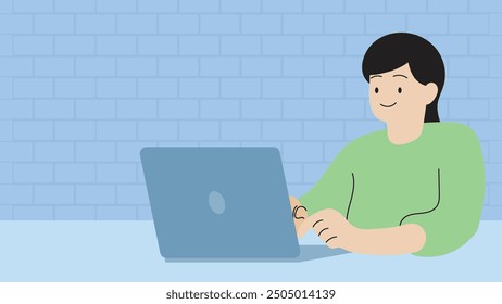 minimalist vector illustration of a person using a laptop